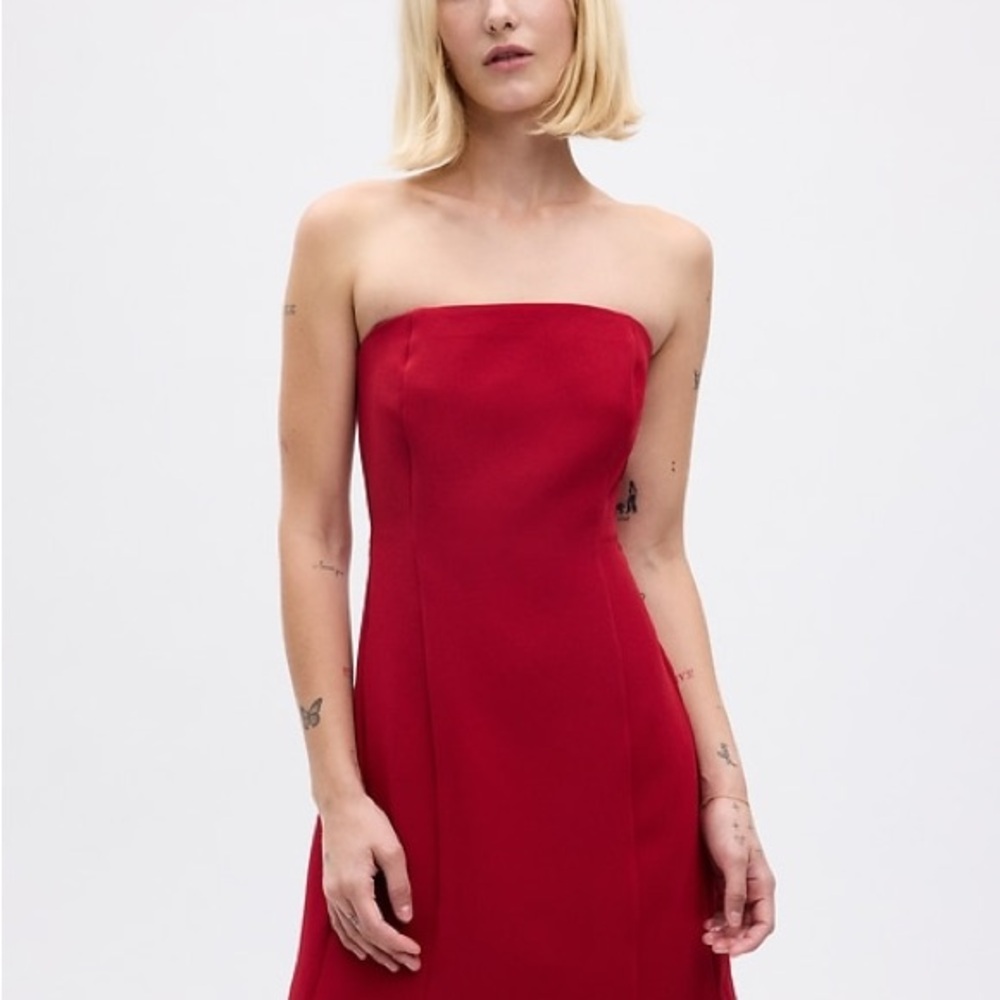 GAP Strapless Red Sheath Dress Summer Wedding Guest Dress